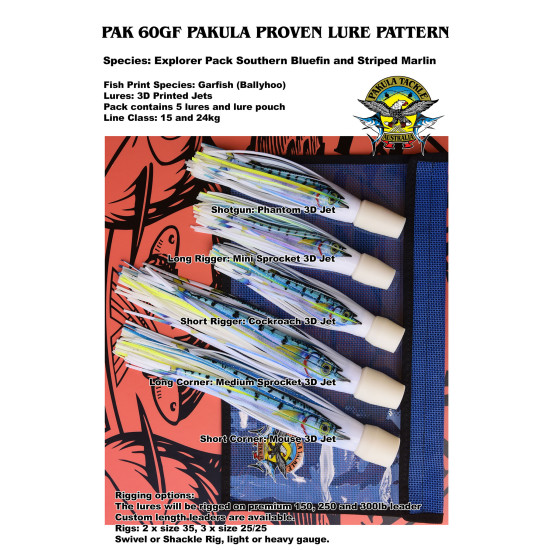 PAK 60 - Garfish / Sauries - Explorer Pack Yellowfin, Southern Bluefin and Striped Marlin